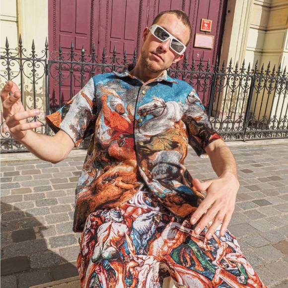 Vibrant Red and Green Athletic Shorts with Dynamic Design - Picture 14 of 15